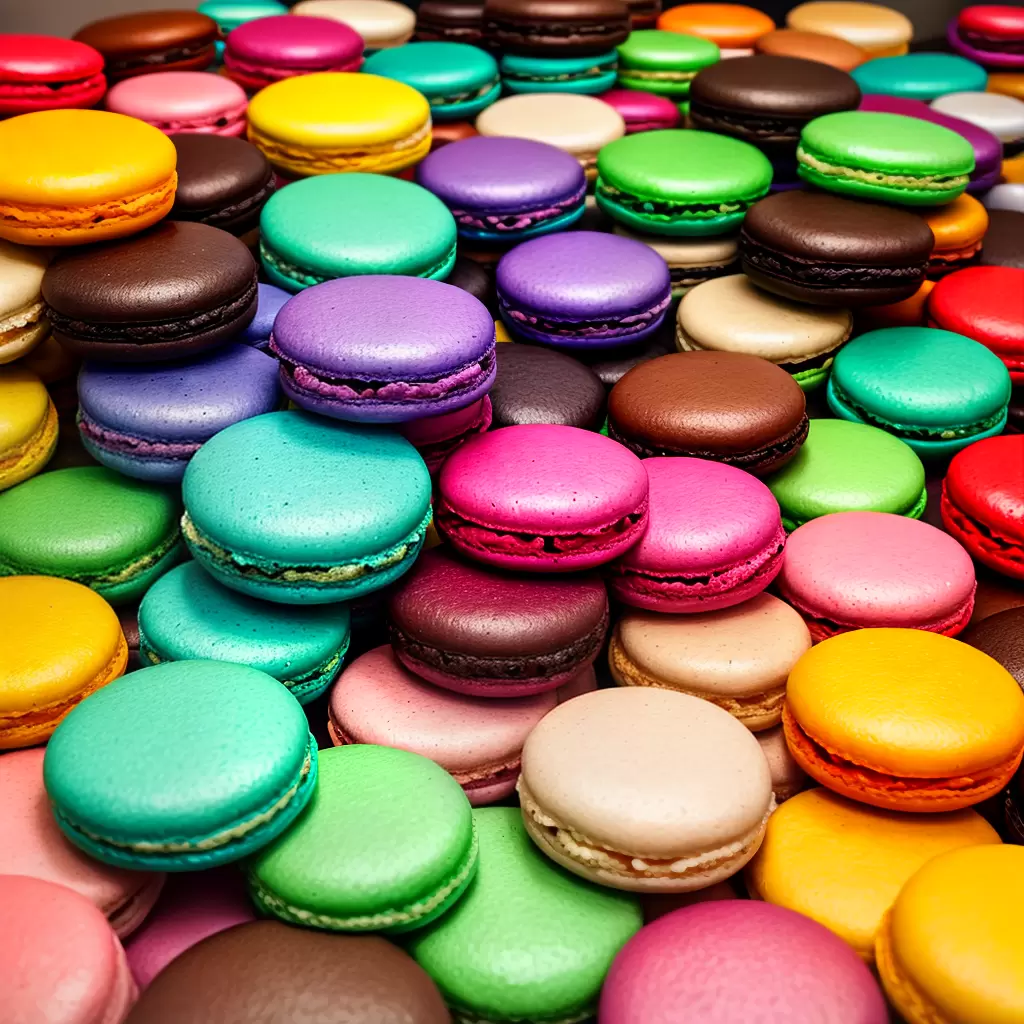 Fotos macarons cores degrade loja acolhedora