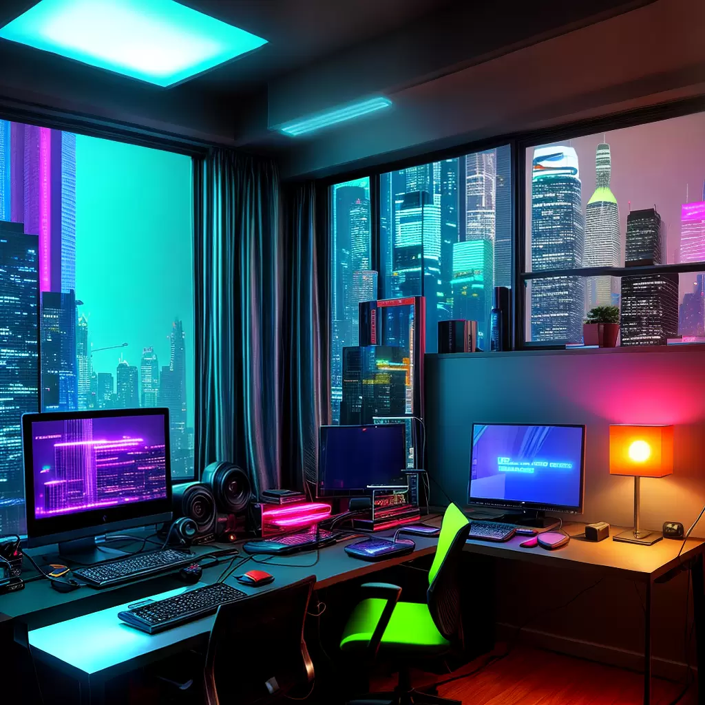 Fotos ap cyberpunk neon metal holografia