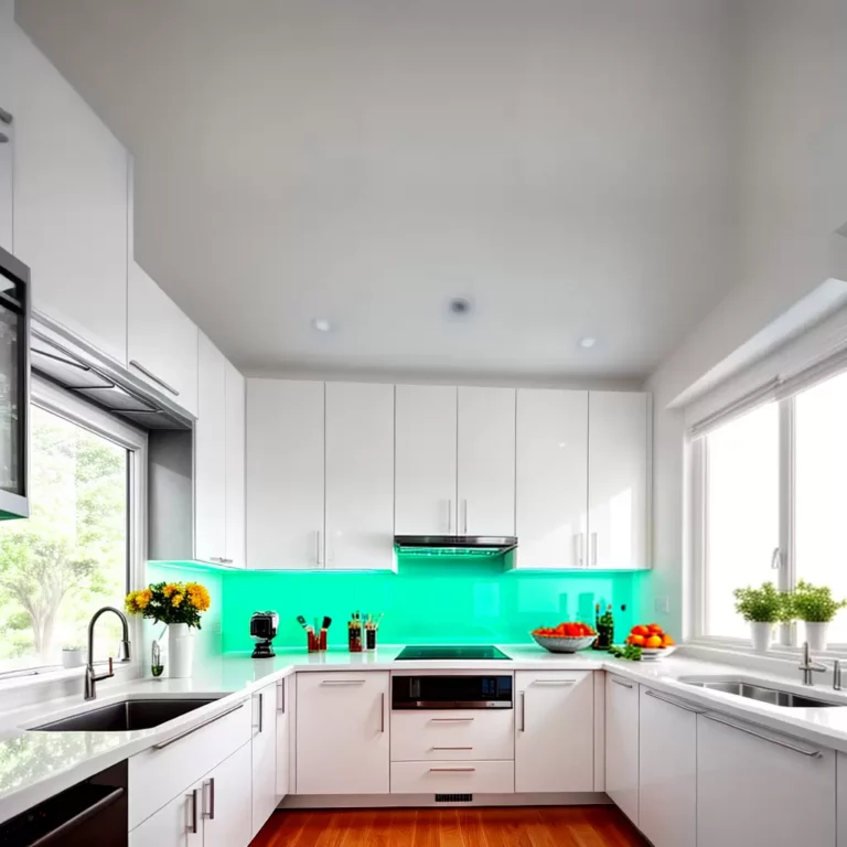 Armários de cozinha com detalhes em vidro colorido: personalidade e sofisticação
