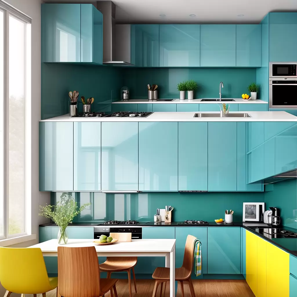 Fotos cozinha moderna branco vidro colorido 1