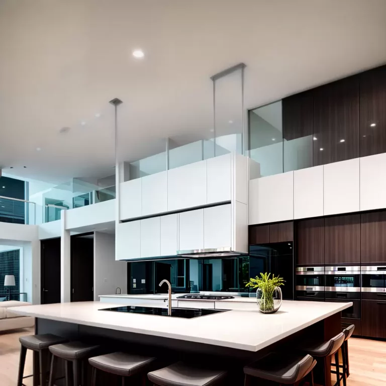 Armários de cozinha com ilha central: elegância e funcionalidade combinadas