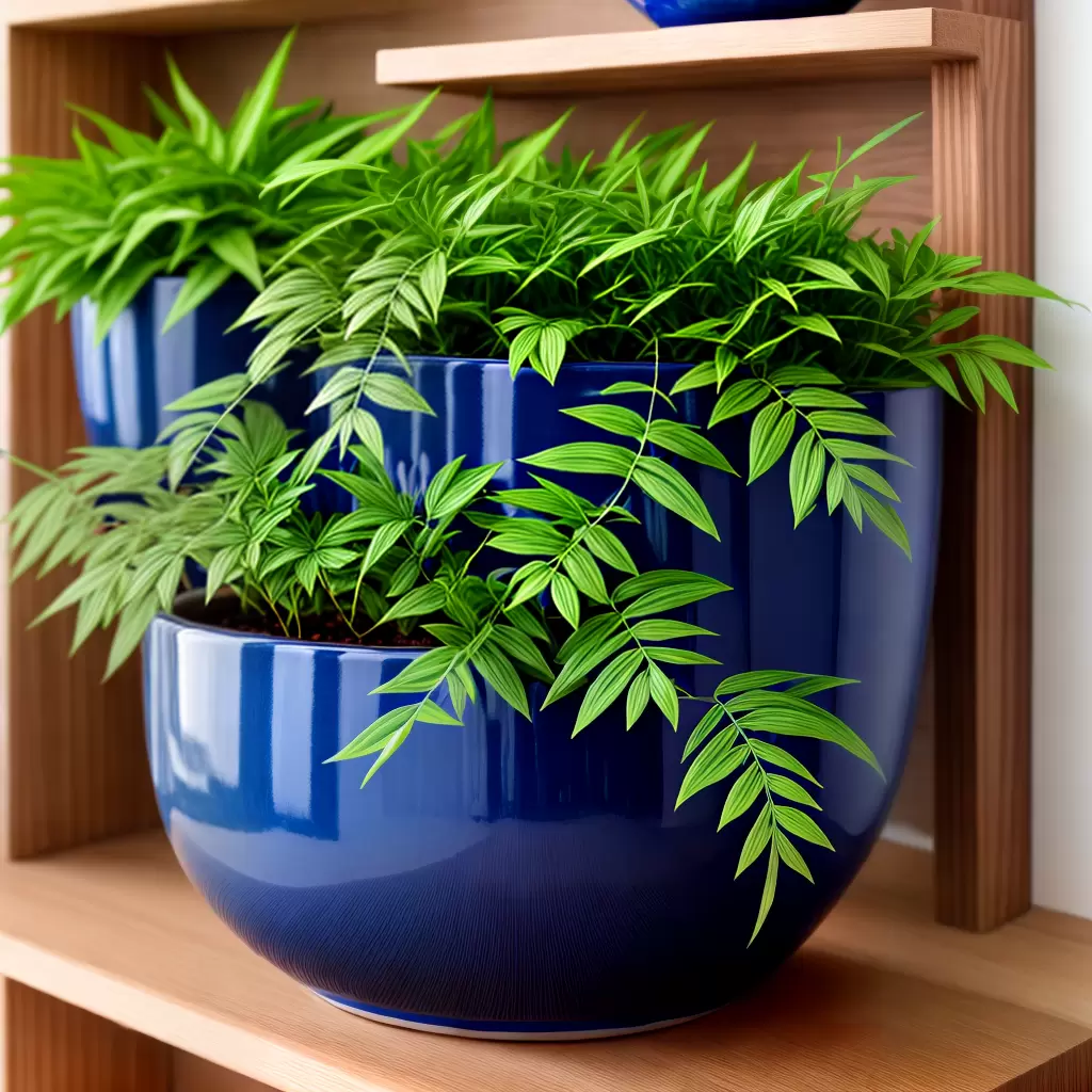 Fotos vaso ceramica azul prateleira plantas verdes