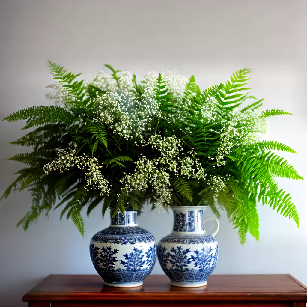 Fotos vaso ceramica azul branco plantas
