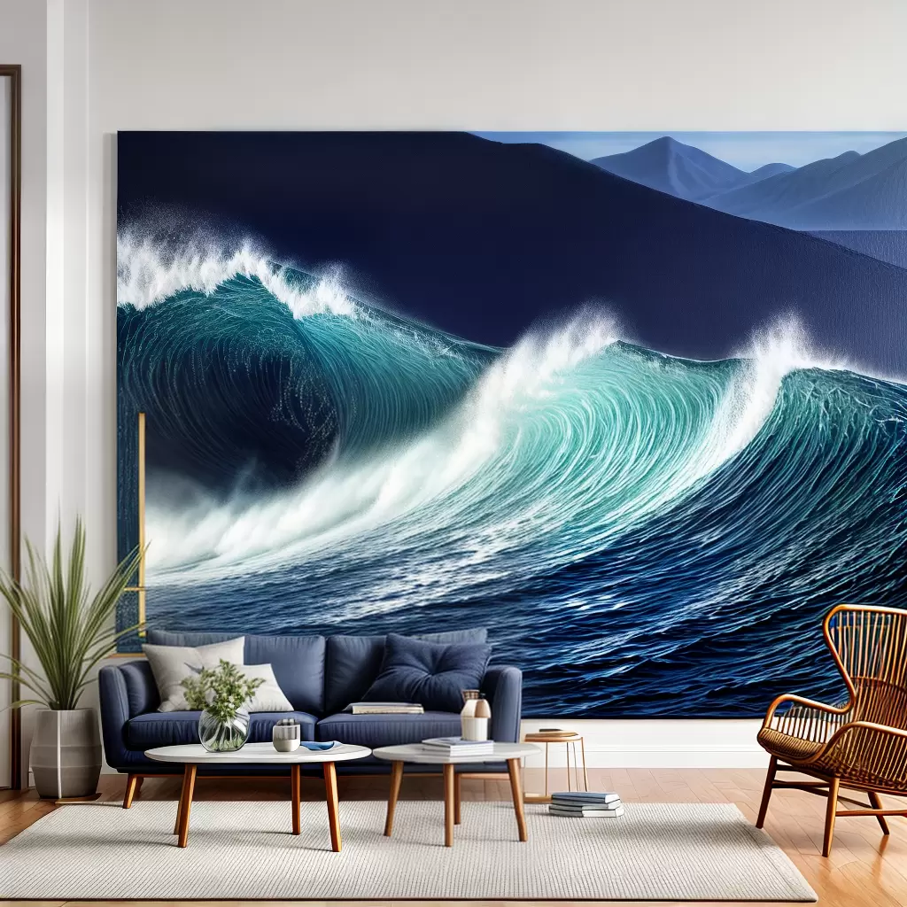 Fotos pintura oceano azul sofa almofadas