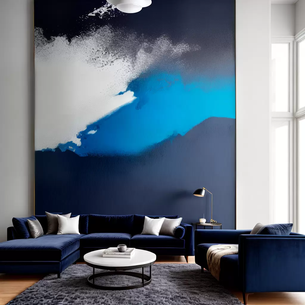 Fotos pintura abstrata azul sofa veludo 2