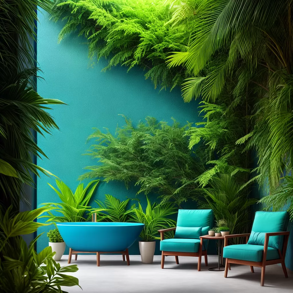Fotos sala turquesa verdejante plantas