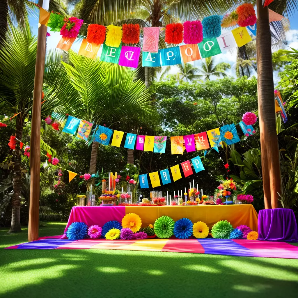 Fotos festa tropical mesa decorada bebidas