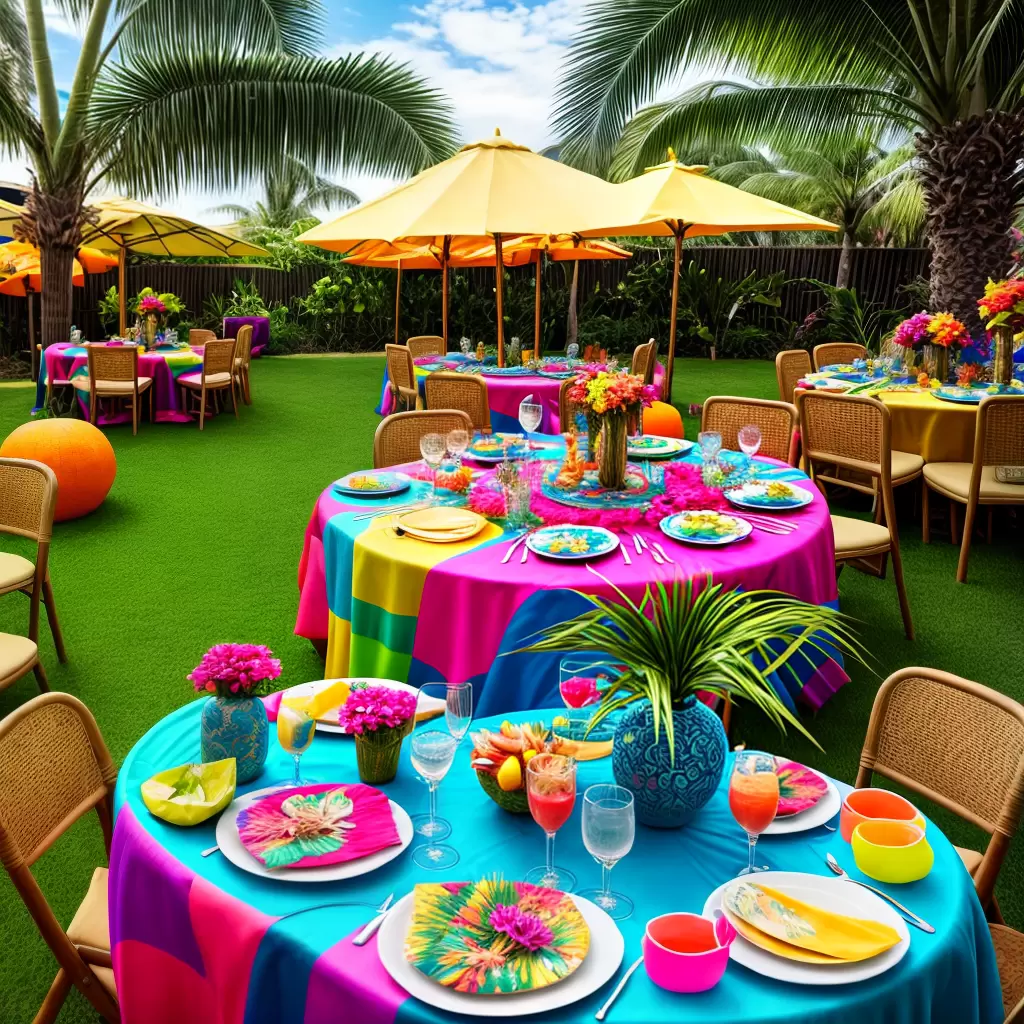 Fotos festa havaiana colorida tropical