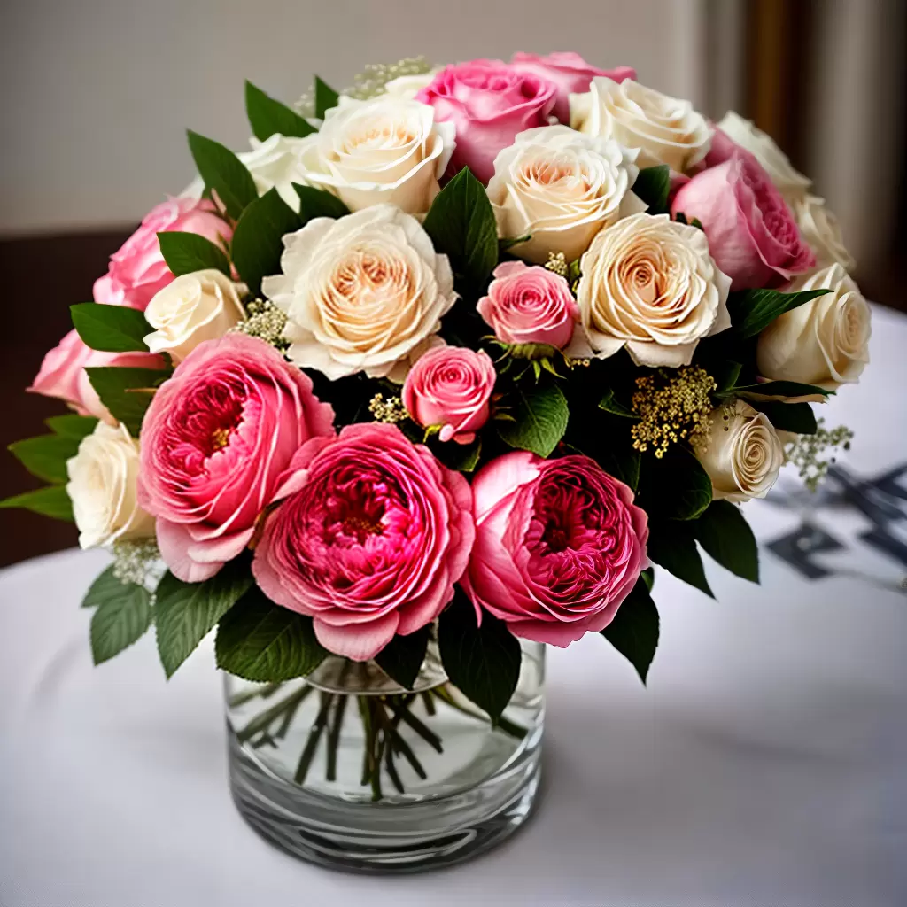 Fotos bouquet rosas brancas peonias hortensias