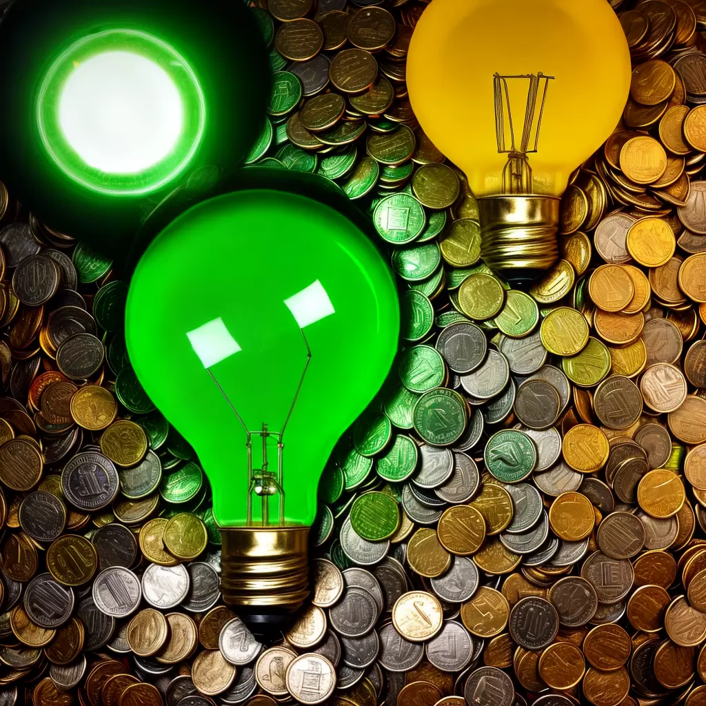 Fotos economia energia lampada moedas