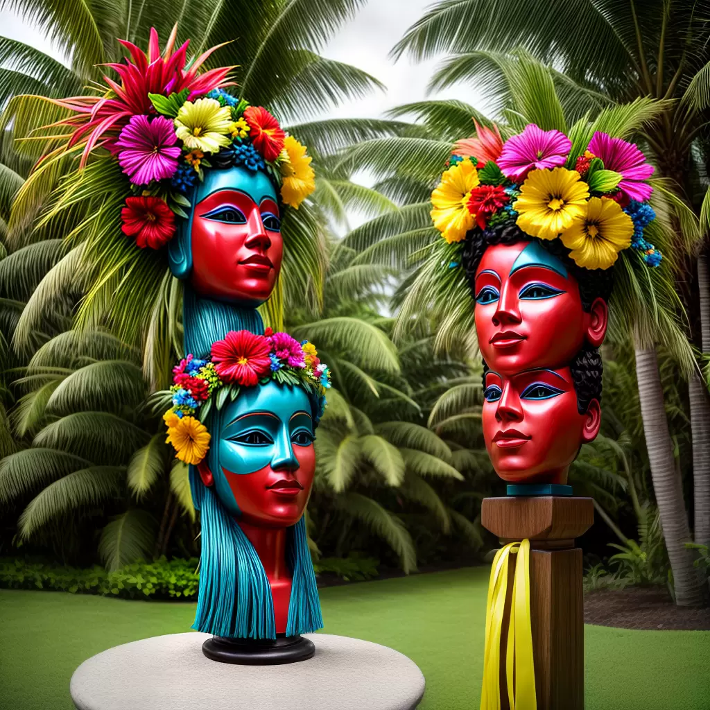 Fotos lei colorido tiki mascara hula
