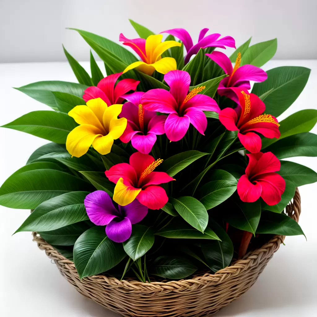 Fotos bouquet tropical cesta folhagem havaiano