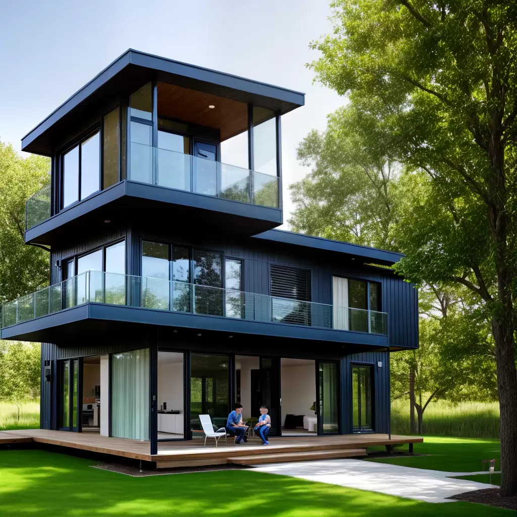 Fotos casa modular sustentavel familia natureza