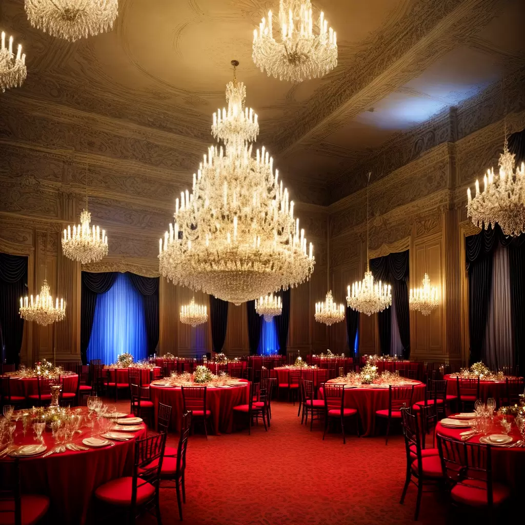 Fotos salao decorado luzes coloridas candelabros