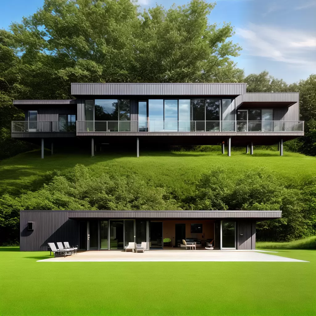 Fotos casa modular sustentavel paisagem solar