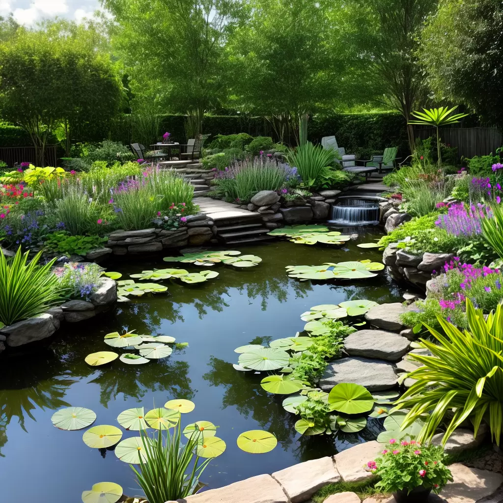 Fotos jardim fundo pequeno lago plantas