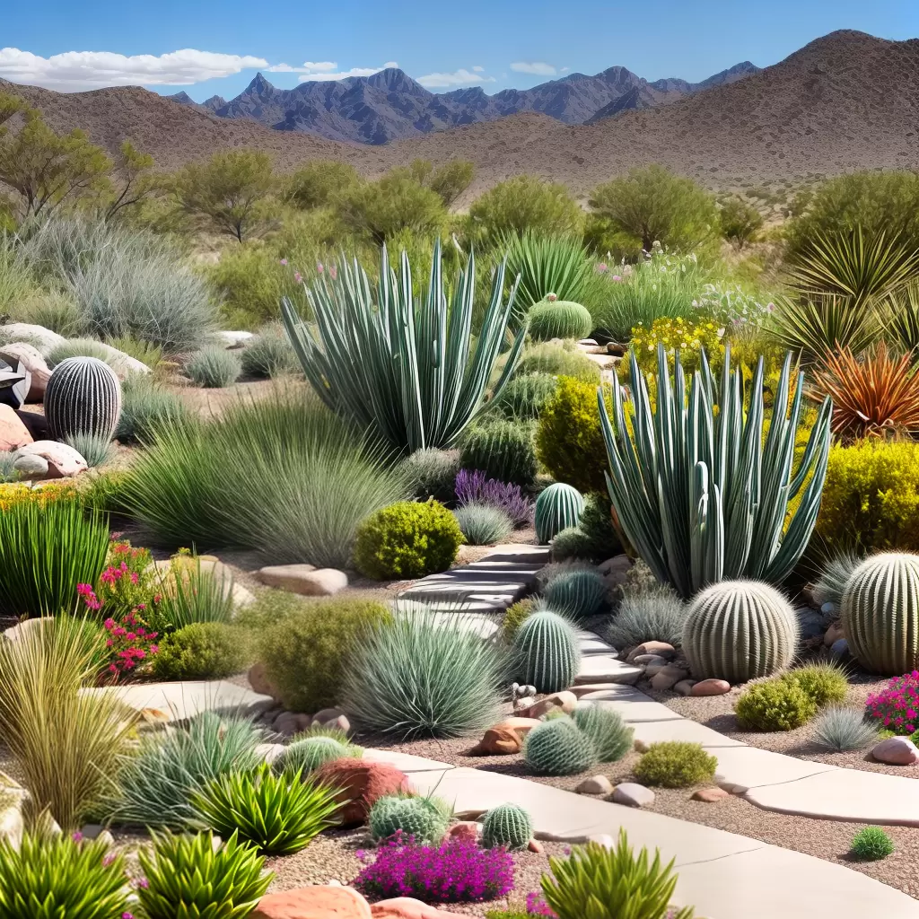 Fotos jardim xeriscape cactos suculentas paisagem