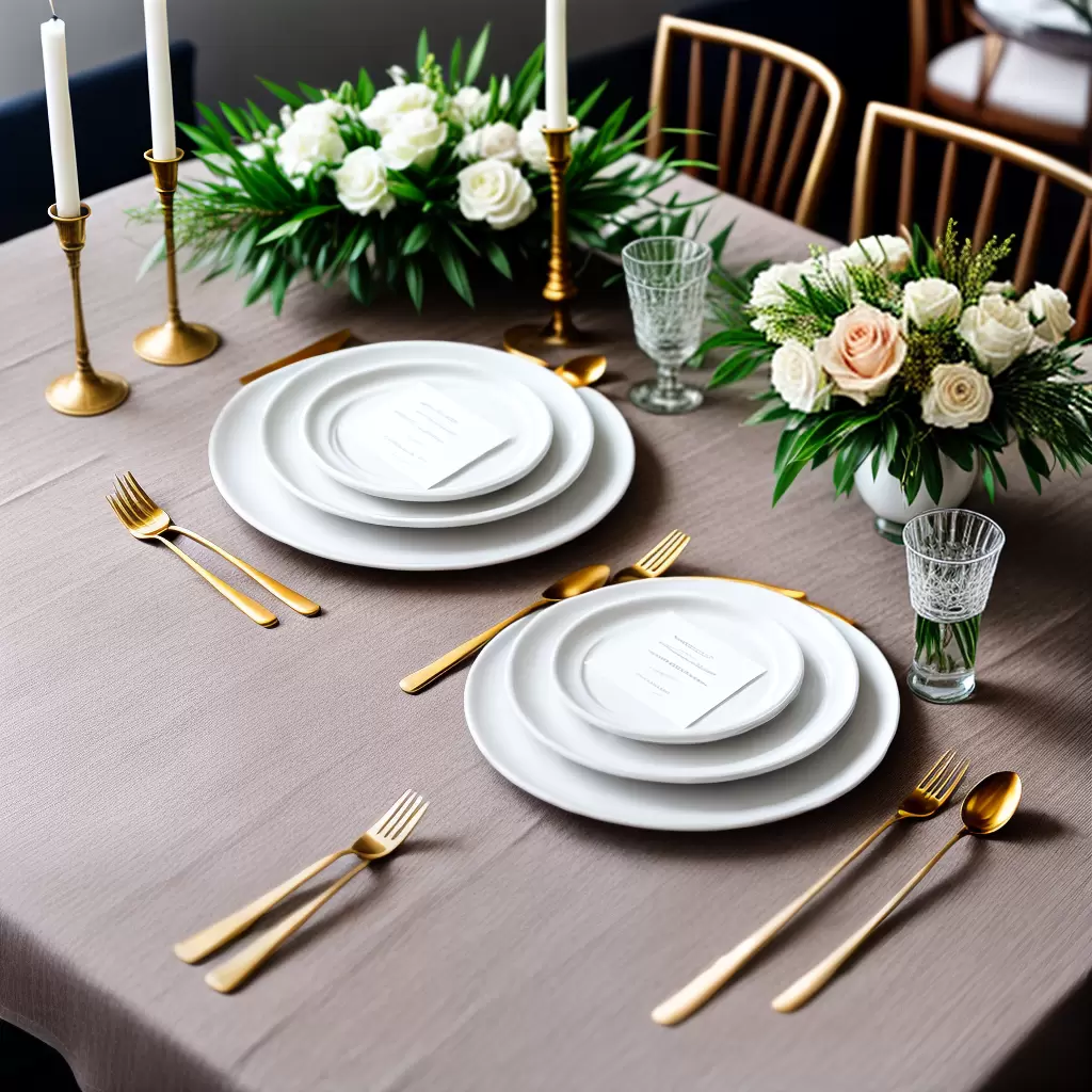 Fotos mesa elegante talheres geometrico velas