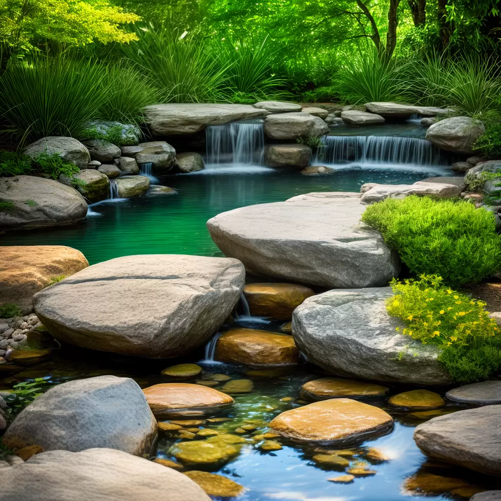 Fotos jardim meditacao pond rochas verde
