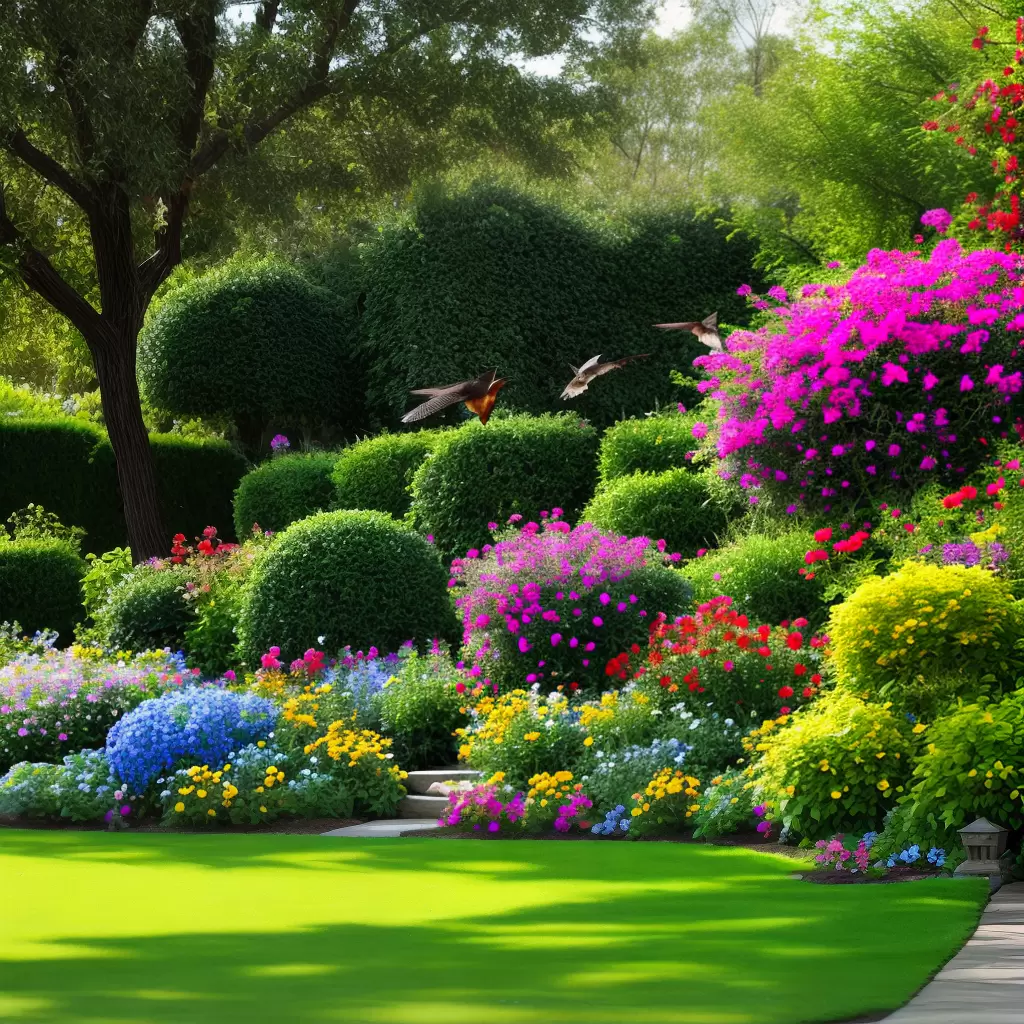 Fotos jardim colorido passaros alimentadores