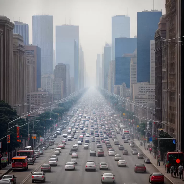 O impacto da poluição na paisagem urbana.