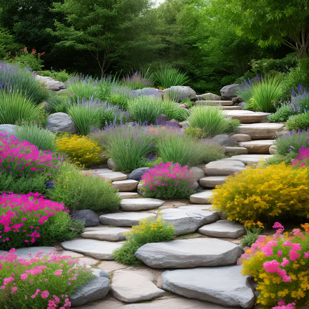 Fotos jardim rochoso plantas flores contraste