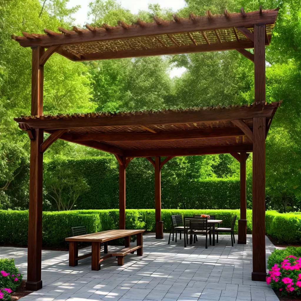 Fotos pergola jardim madeira bancos flores