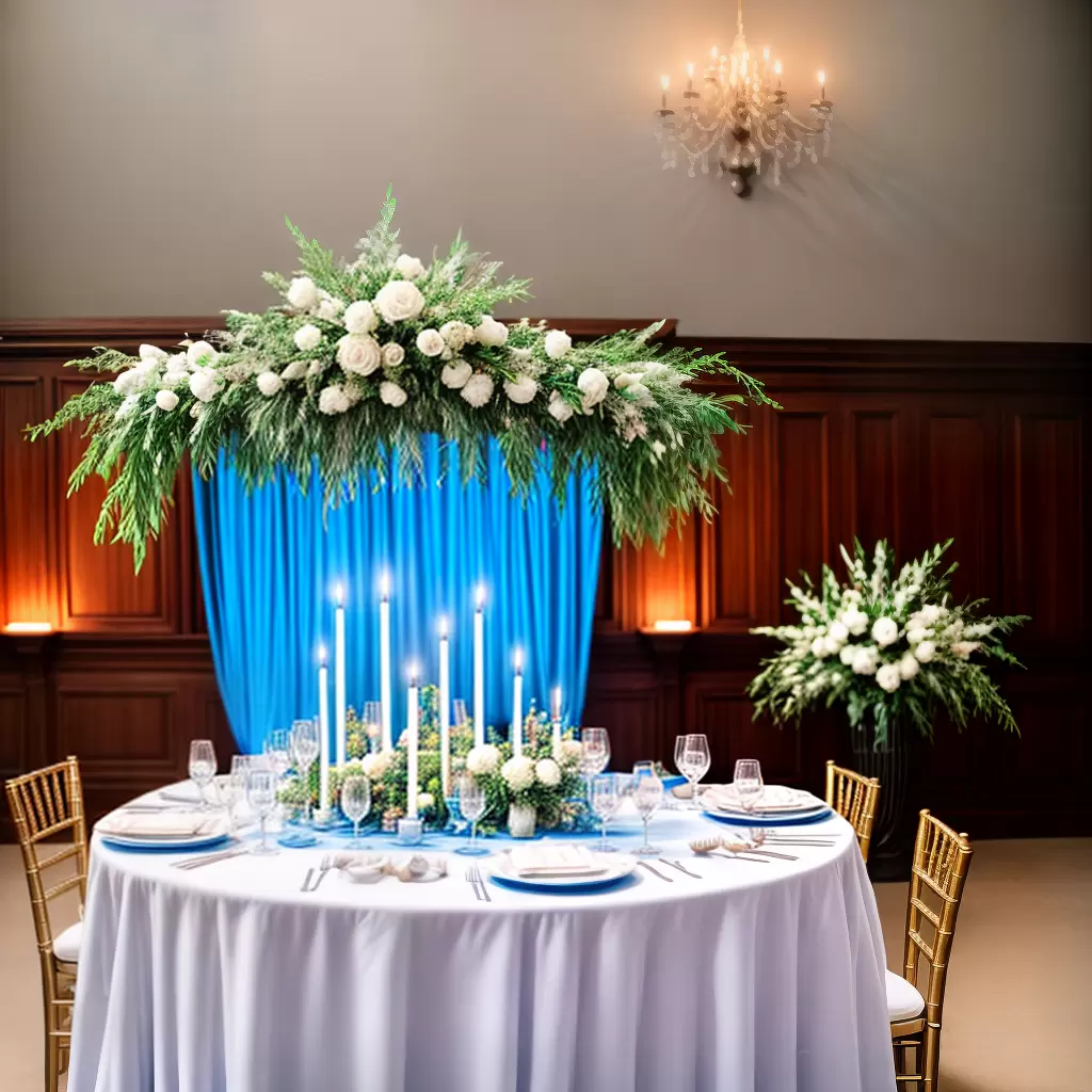 Fotos mesa batismo decoracao branca azul flores velas