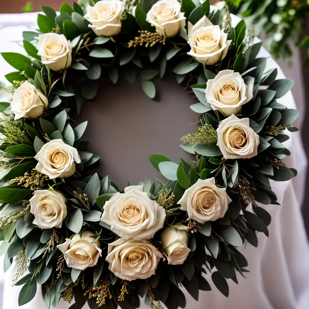 Fotos guirlanda eucalipto rosas brancas debutante