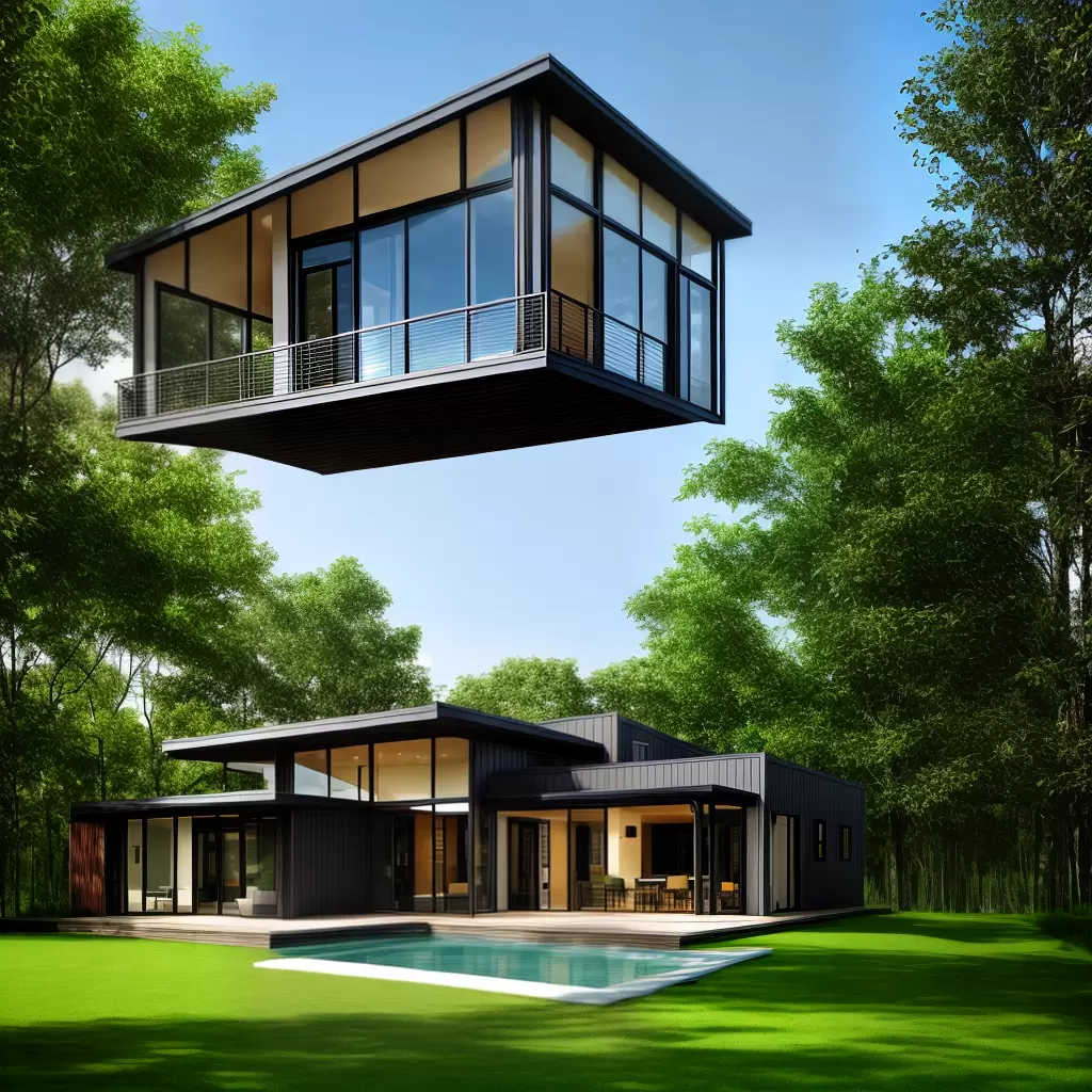 Fotos casa modular verde inovadora
