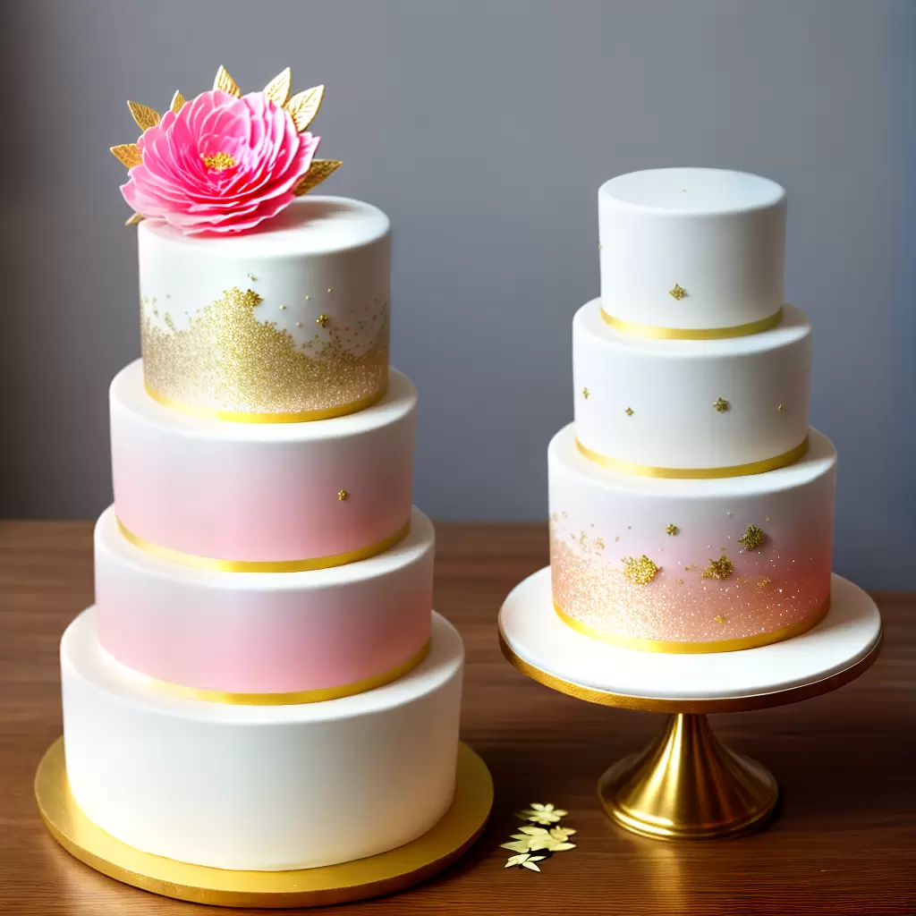 Fotos bolo rosa degrade flores dourado 1aninho