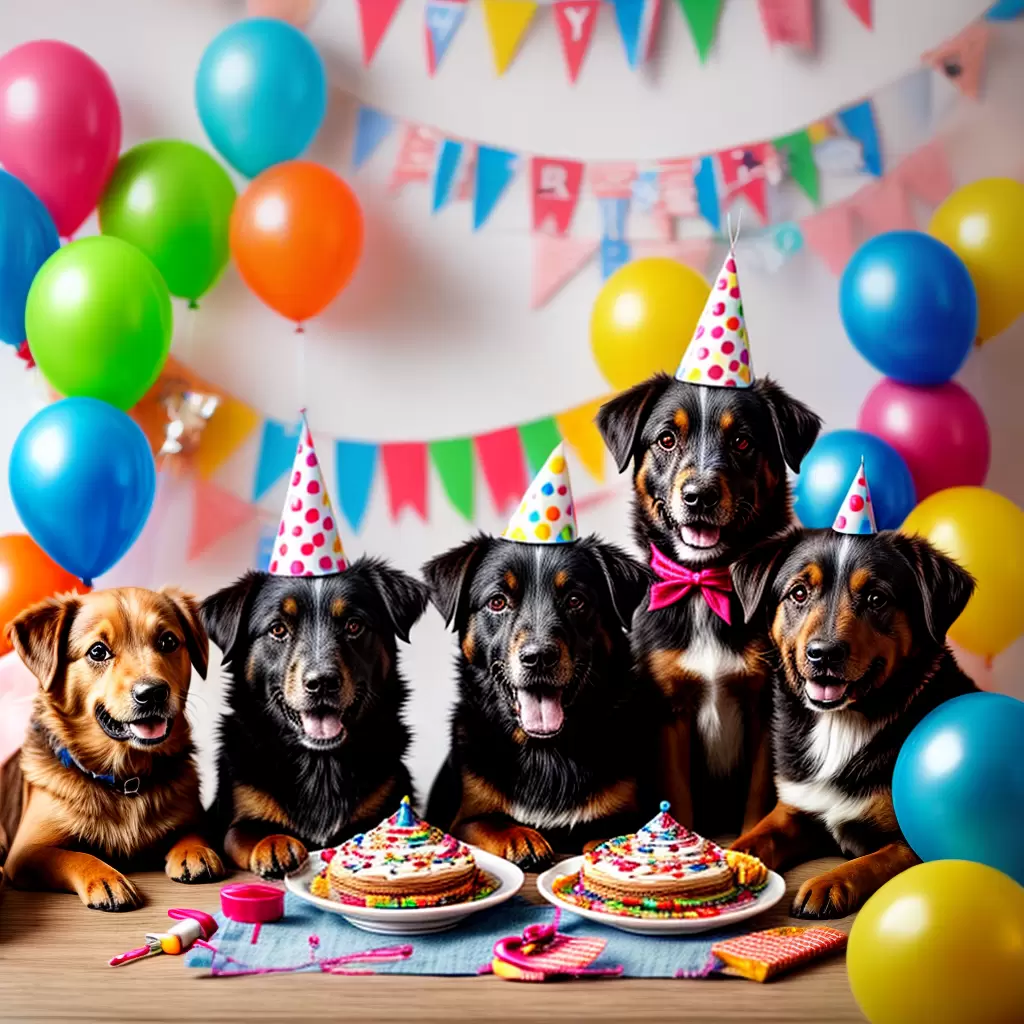 Fotos cachorros festa chapeu comida brinquedos