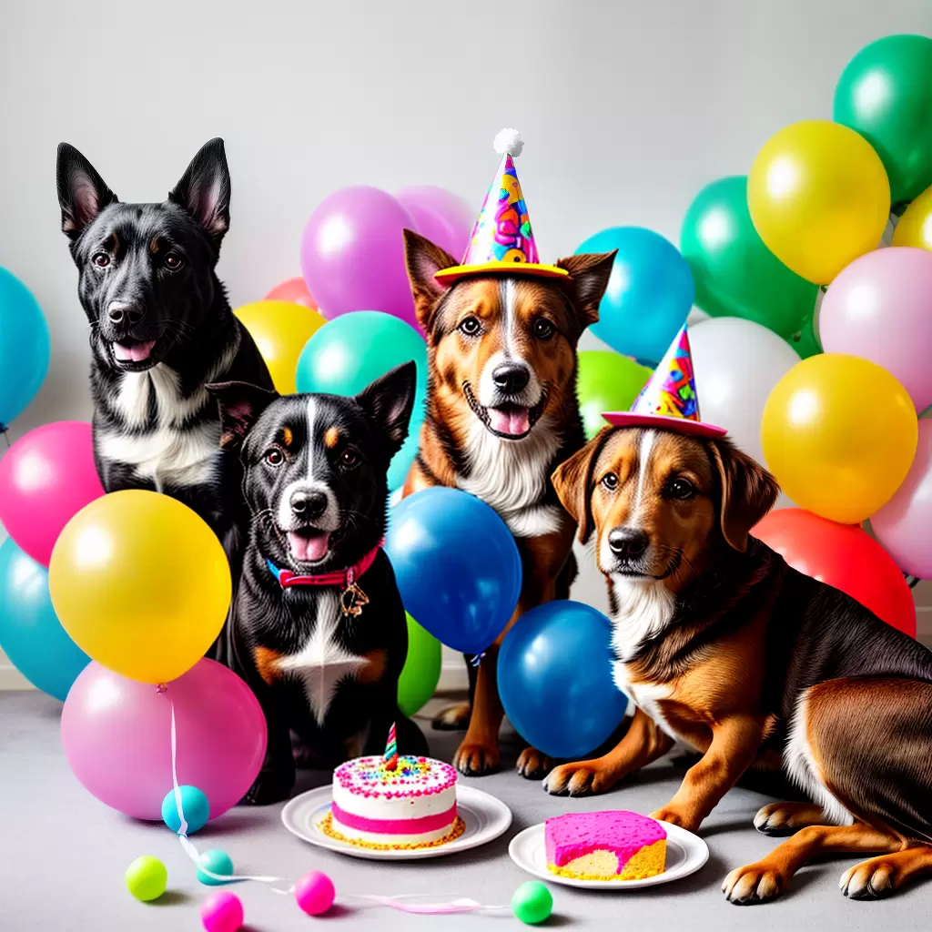 Fotos cachorros aniversario chapeu bolo brinquedos