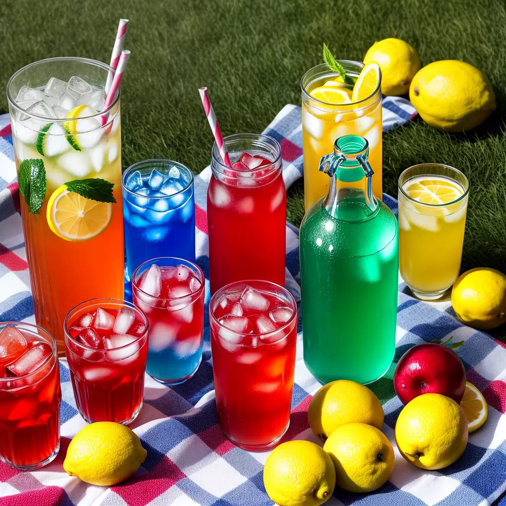 Fotos bebidas coloridas picnic hidratacao