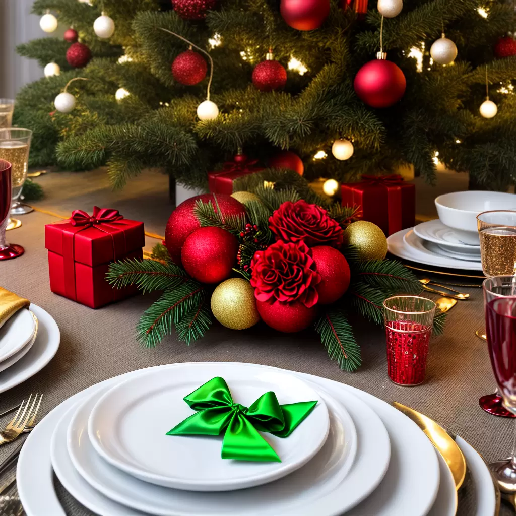 Fotos mesa natalina vermelho verde luzes arvore papai noel