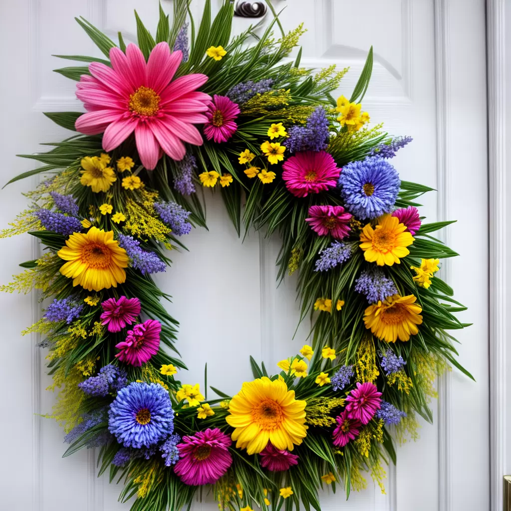 Fotos coroa pascoa ovo flores porta casa