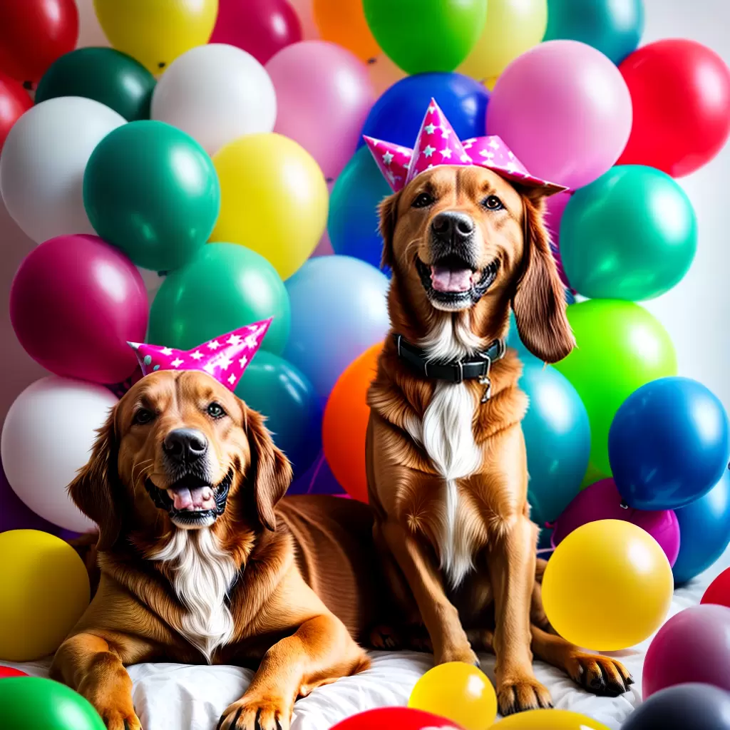 Fotos cachorro festa chapeu baloes brinquedos