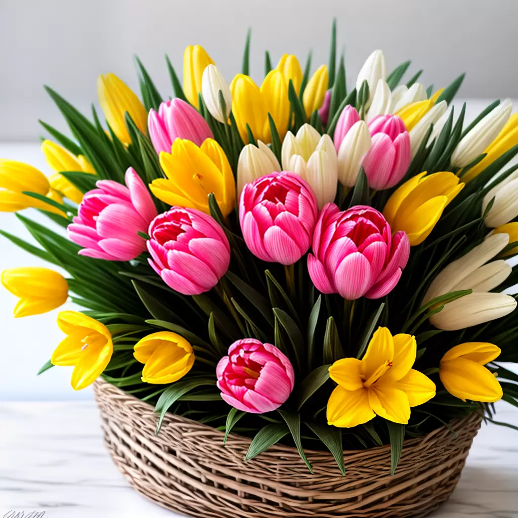 Fotos arranjo floral pascoa amarelo rosa branco