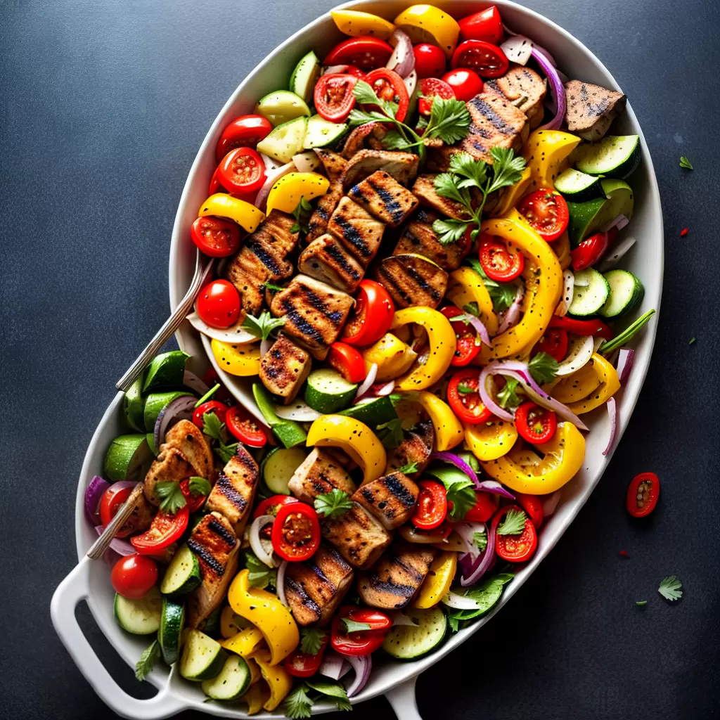 Fotos espetinhos legumes grelhados frango salada frutas aniversario
