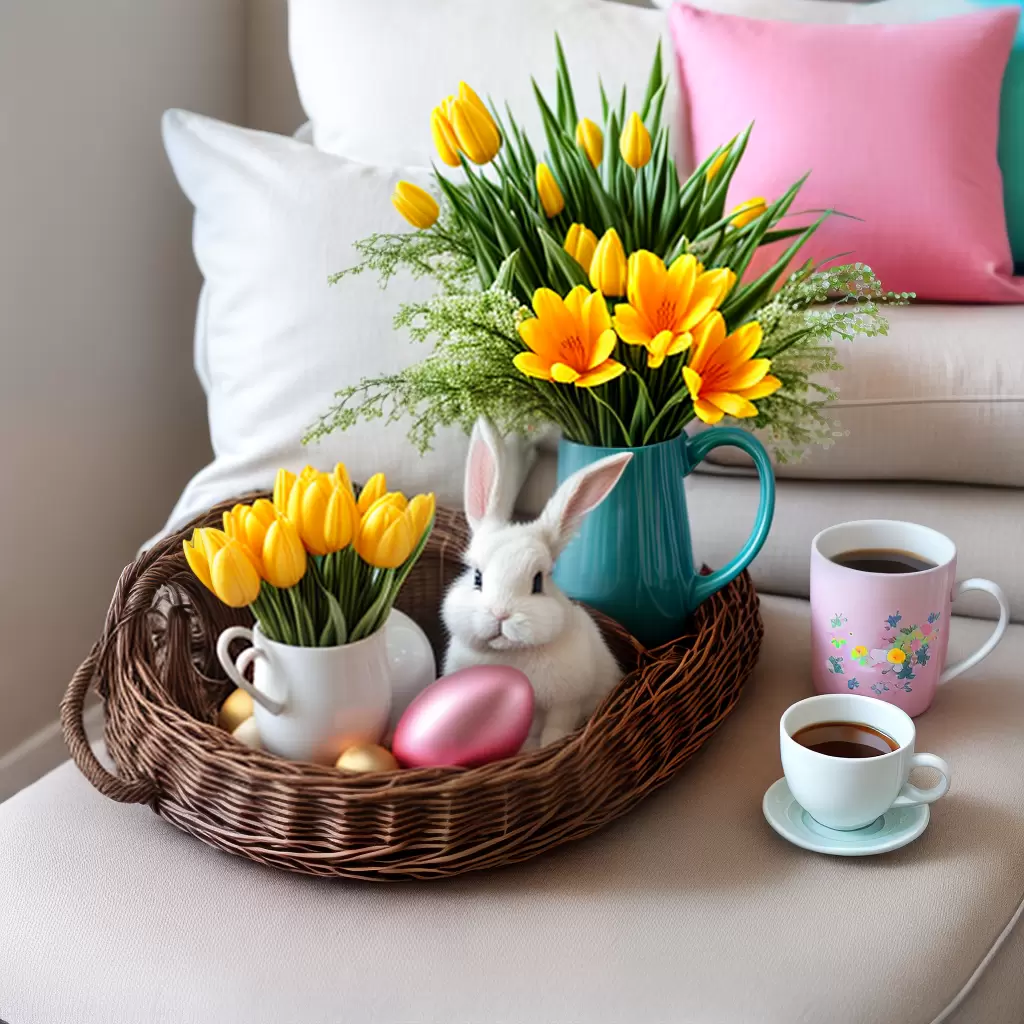 Fotos coroa pascoa flores casa coelho