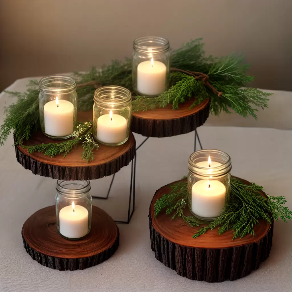 Fotos mesa rustica arranjos flores velas