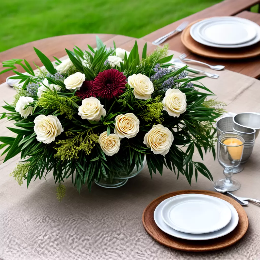 Fotos mesa externa sustentavel flores locais