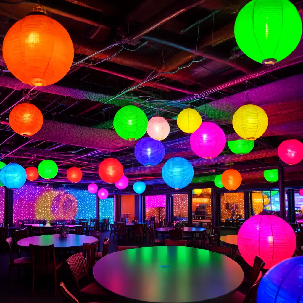Fotos sala luzes coloridas festa tematica
