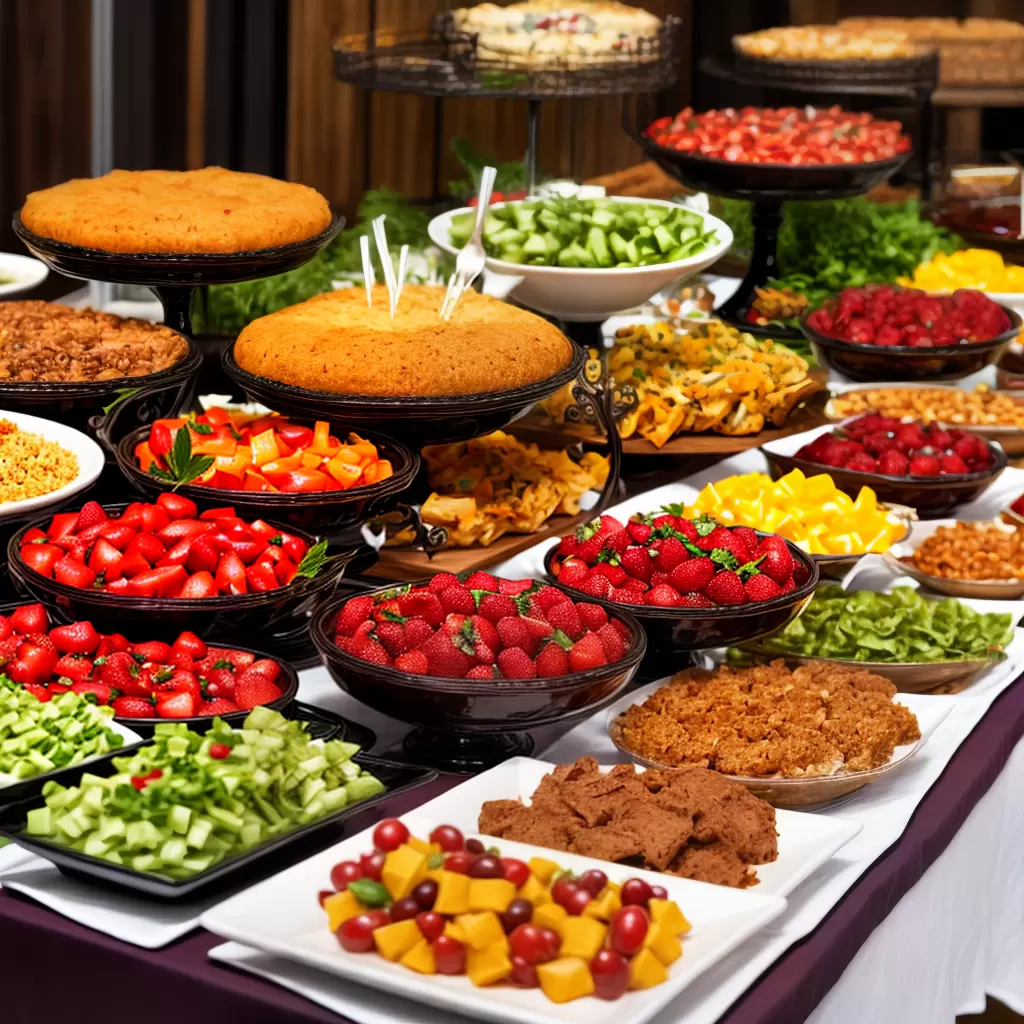 Fotos buffet colorido frutas apetizers flores