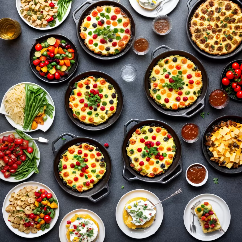 Fotos comida colorida quiches frutas queijo sobremesas