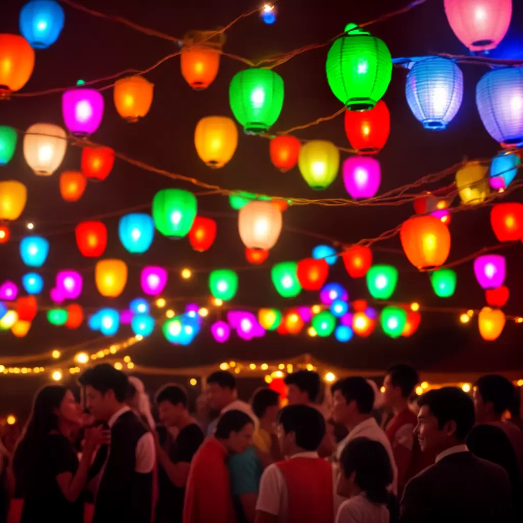 Fotos luzes coloridas lanternas festa ambiente