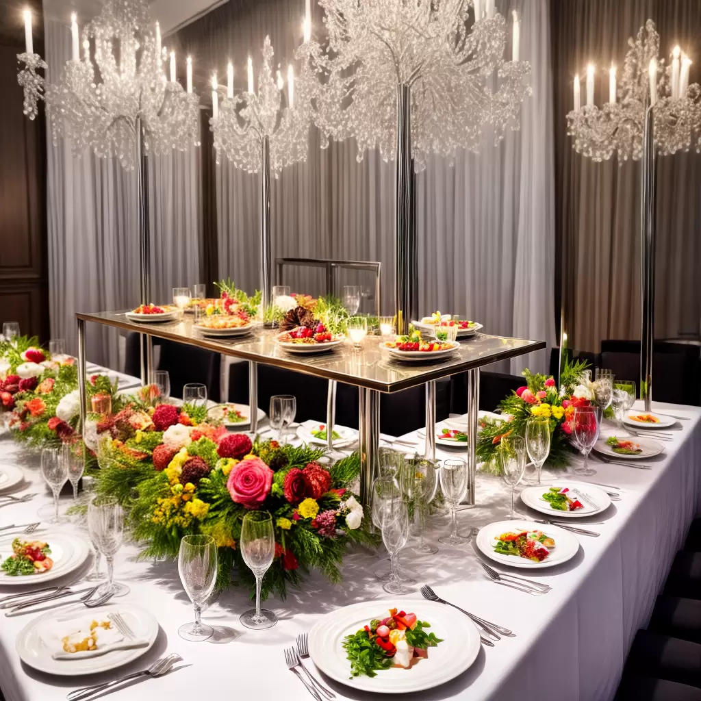 Fotos buffet elegante pratos cristal comida