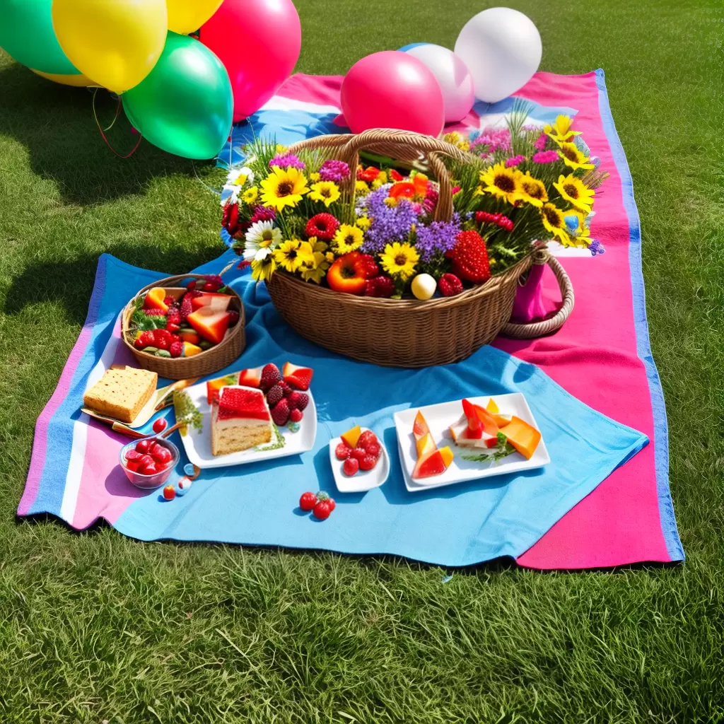 Fotos picnic aniversario cobertor baloes flores doces