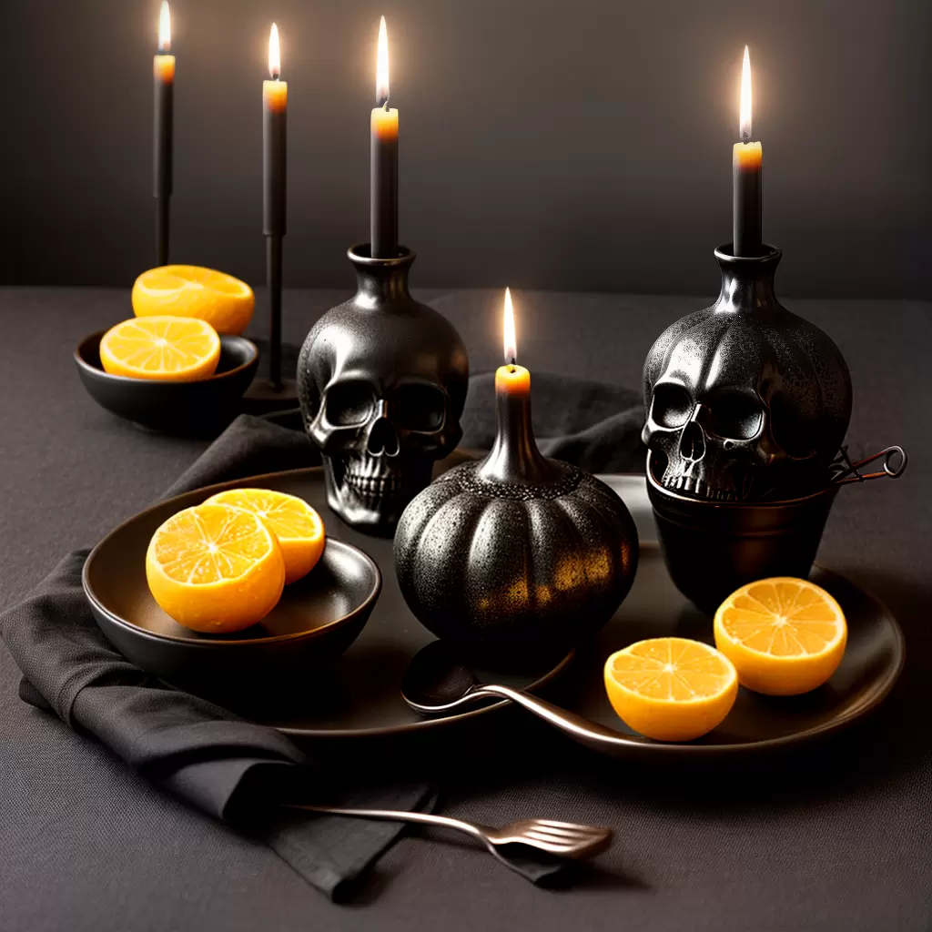 Fotos mesa halloween velas tema comida