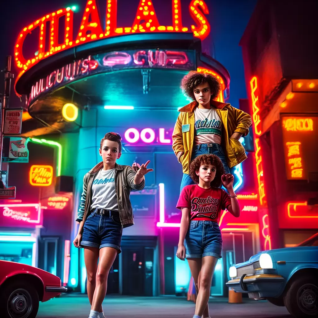 Fotos cine retro anos 80 neon filmes seriados